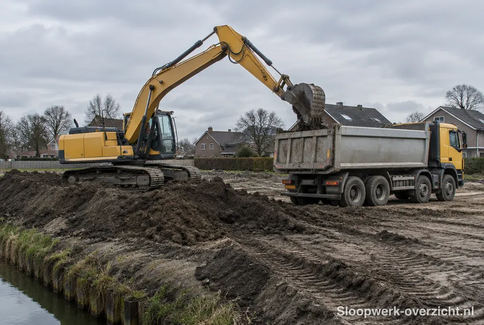 Graafmachine bij grondwerk op een bouwplaats